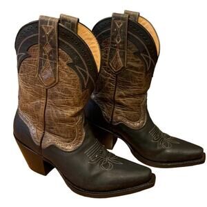 Sterling River SR151 Western Cowboy Boots Black Brown Leather 7.5B Women